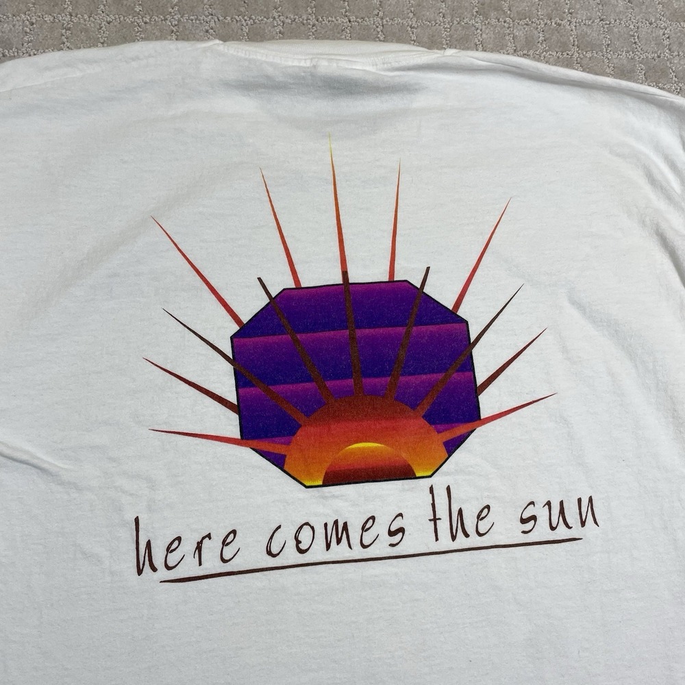 Vintage 90s Body Drench Mens XL Here Comes The Sun Logo Summer Beach T-Shirt